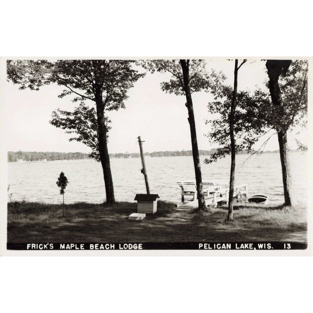 Frick's Maple Beach Lodge Pelican Lake WI RPPC Real Photo Postcard Vtg #13 - Picture 1 of 2